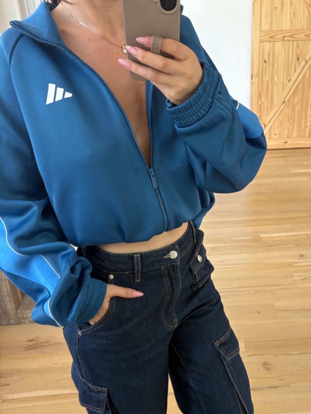 Cropped Blue Zip-Front Women's Jacket